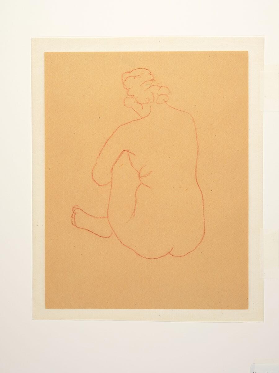 Seated Female Nude Seen on the Back, with Left Knee Raised