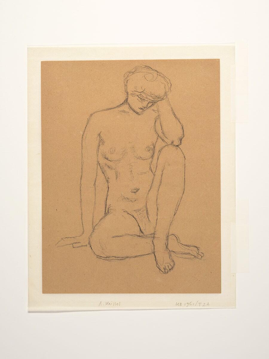 Seated Nude, to Front, the Head supported by the Left Hand and the Knee