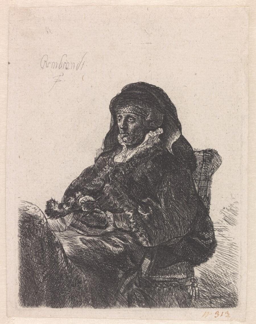 Rembrandt's Mother Seated at a Table