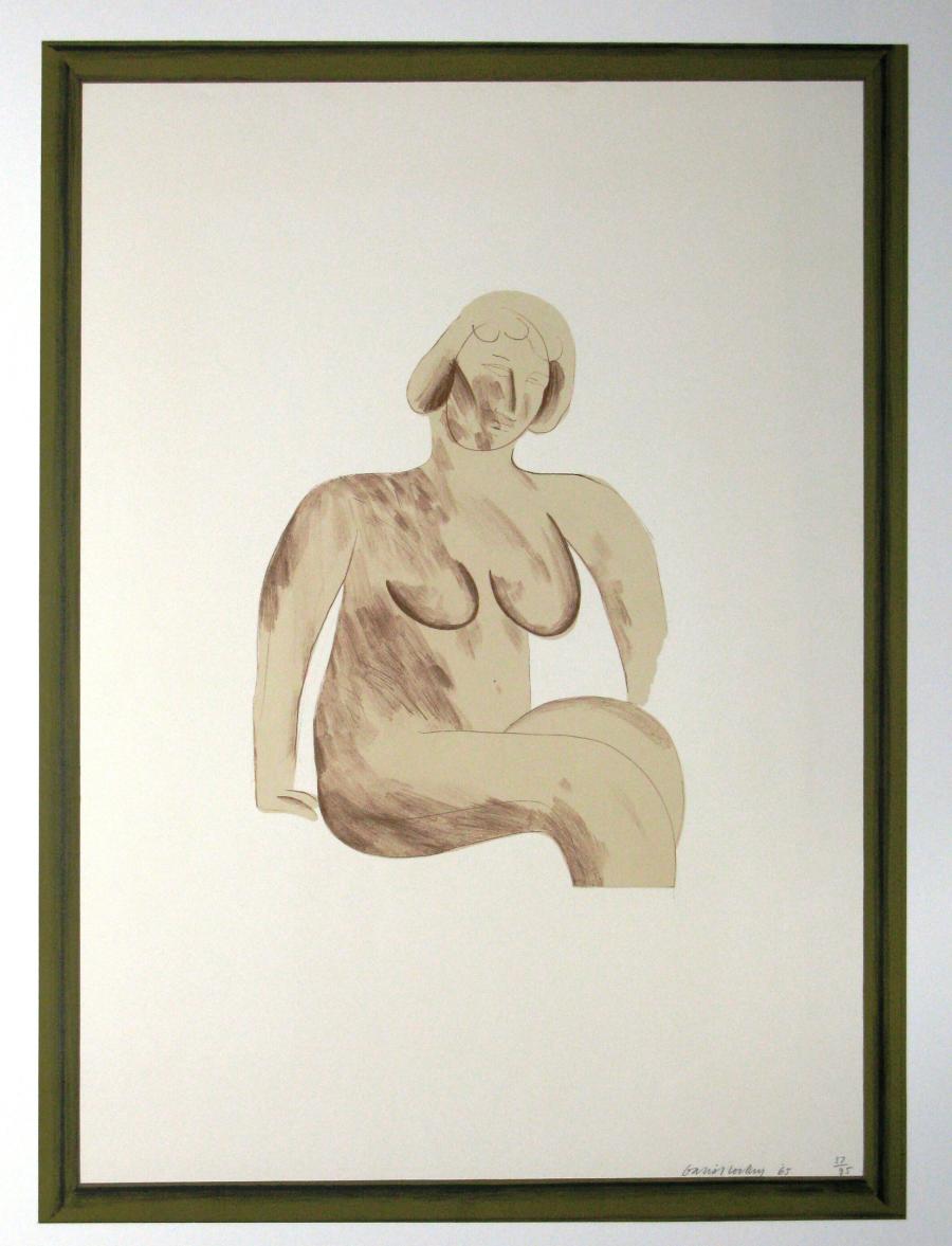 Picture of a Simple Framed Traditional Nude Drawing (Afbeelding van een eenvoudig ingelijst traditioneel getekend naakt)