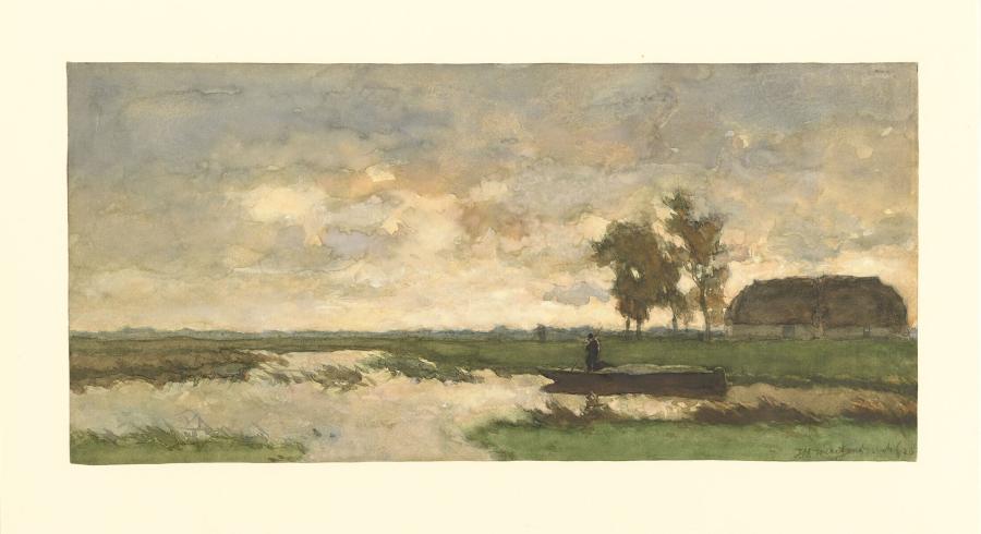 Bewolkt polderlandschap