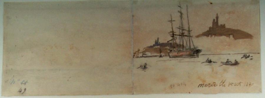 Saling Ship Moored on the Coast near Marseille