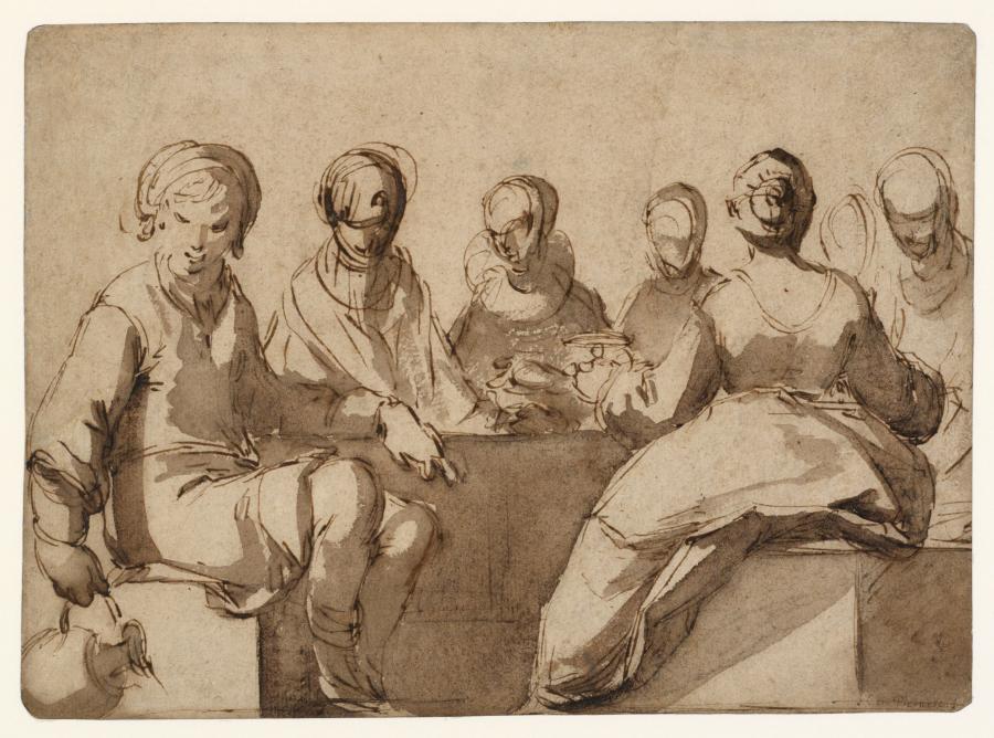 Gezelschap rond een tafel