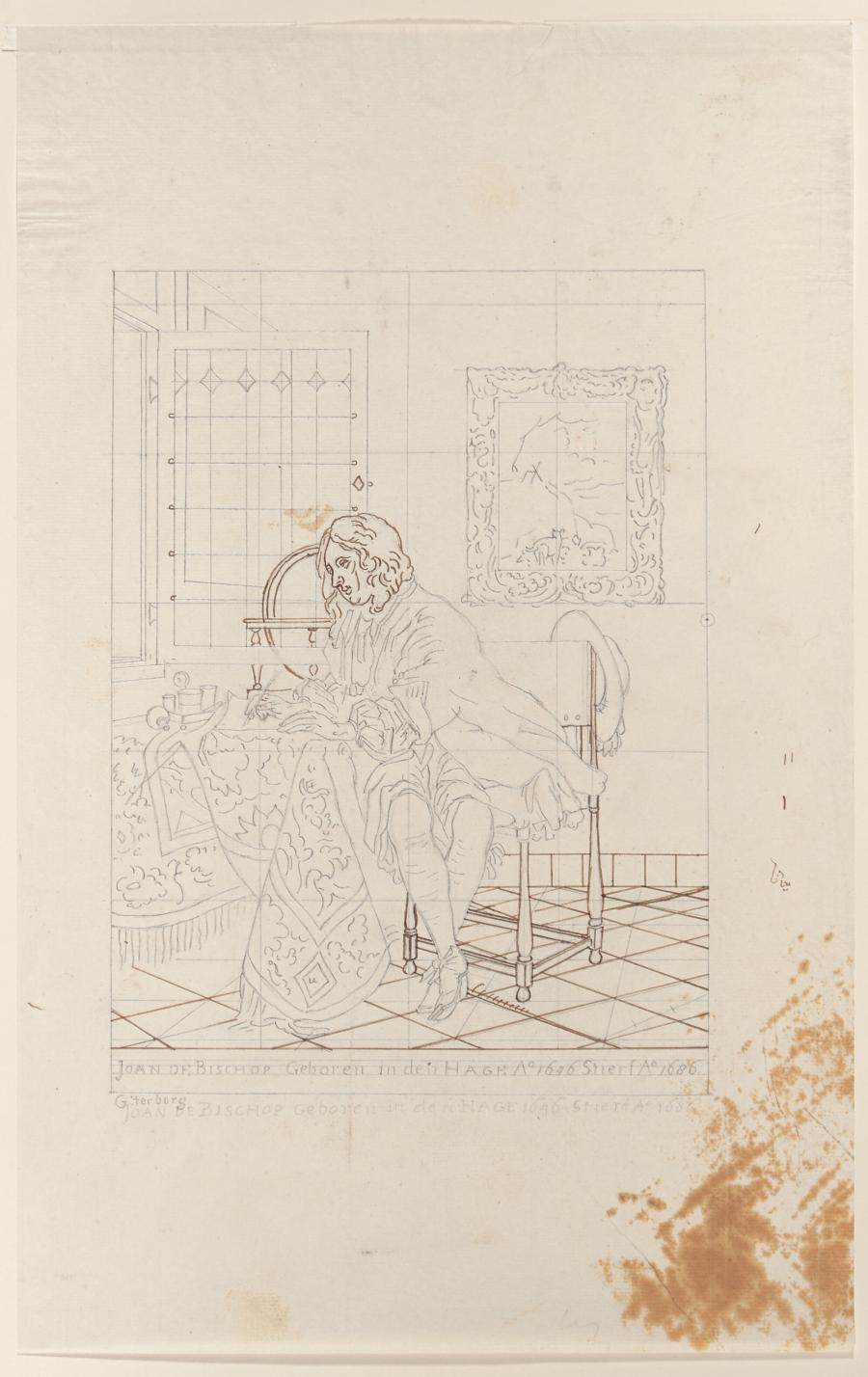 Briefschrijvende man (naar Gabriël Metsu)