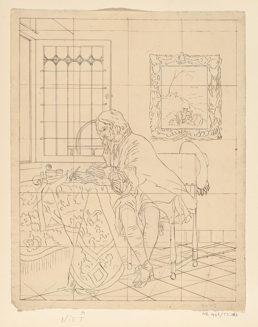 Briefschrijvende man (naar Gabriël Metsu)