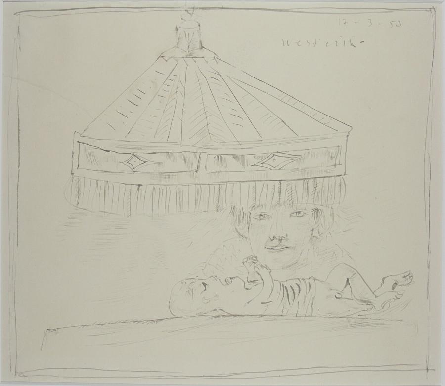 Woman and child under lamp (no 1)