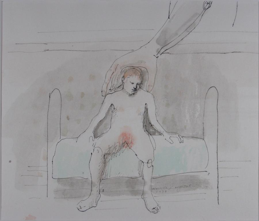 Girl on bed with green blanket