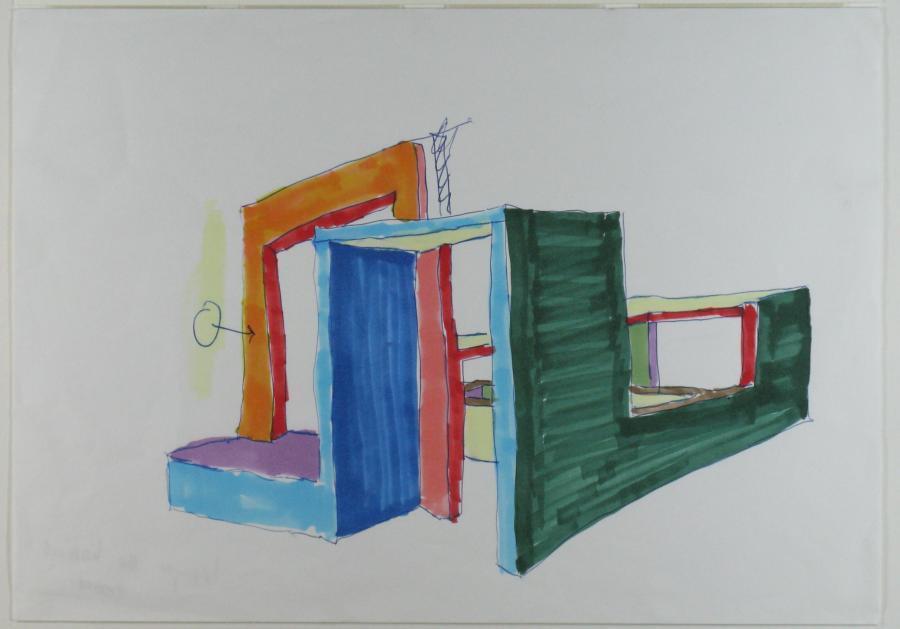 Zonder titel (tekening voor sculptuur Work, Green and White)