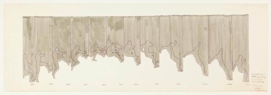 Werktekening voor 'Cloth Jumping, a monument for Muybridge'