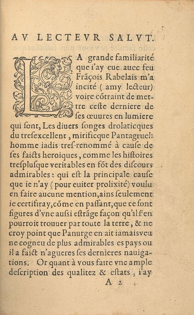 Voorwoord in: Les Songes drolatiques de Pantagruel