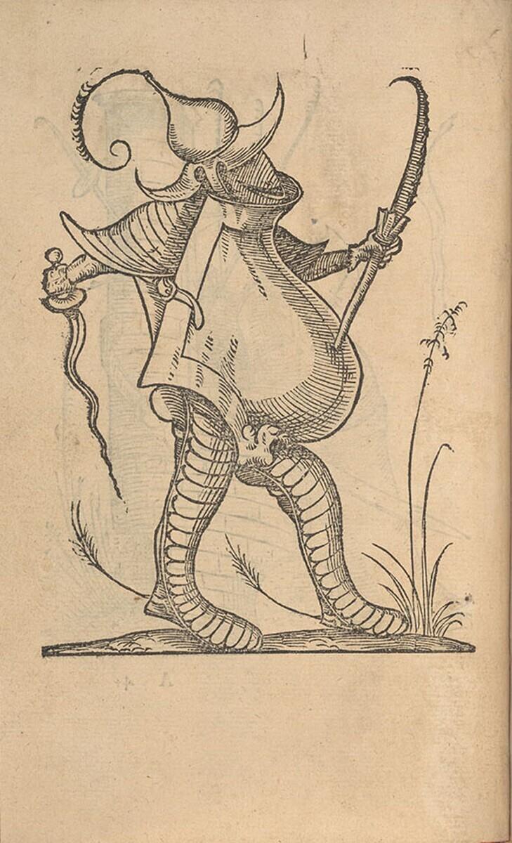 Gepantserde figuur met vissenkop