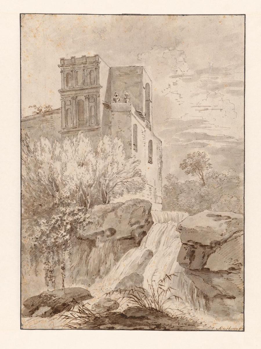 Villa met waterval (Villa Orsini in Bomarzo?)