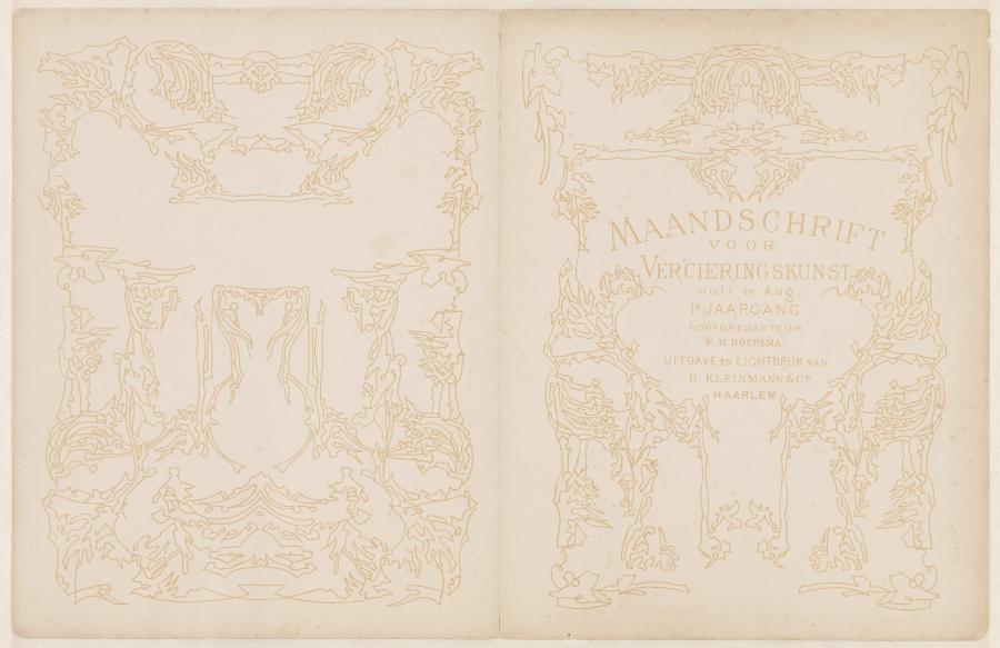 Omslag voor: Maandschrift voor vercieringskunst Haarlem, juli en augustus 1896
