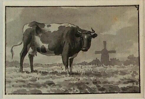 Cow Standing in a Pasture with a Windmill on the Horizon (Study from a Series of Twelve Sheets)