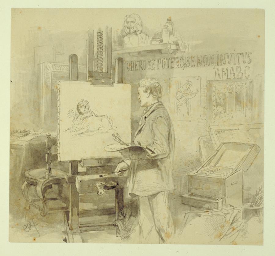 The Dutch Artist Siwart Aisma in his Studio in Rome, Illustration for Carel Vosmaer's Novel 'Amazone' (1893)