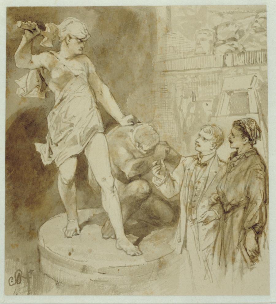 The Dutch Artist Siwart Aisma in the Studio of the American Sculptor Askol in Rome, Illustration for Carel Vosmaer's Novel 'Amazone' (1893)