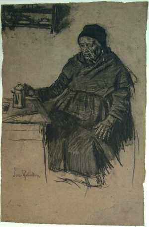 old-woman-at-a-table-with-a-coffee-pot
