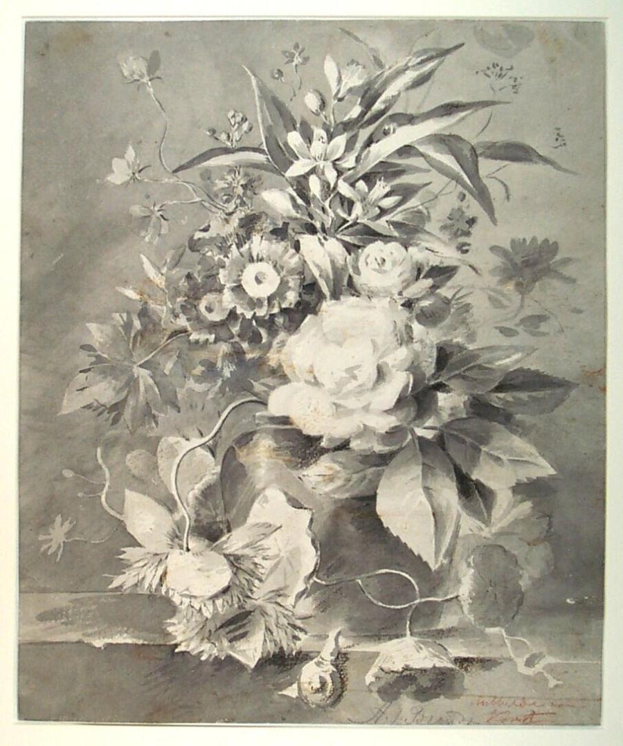 Still-Life: Vase with Flowers on a Plinth