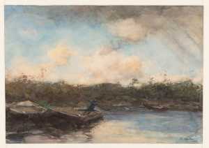 canal-with-deck-barges-for-the-transport-of-sand-after-the-rain