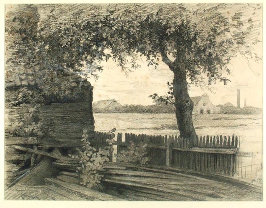 Boerenerf met boom in de omgeving van Amsterdam