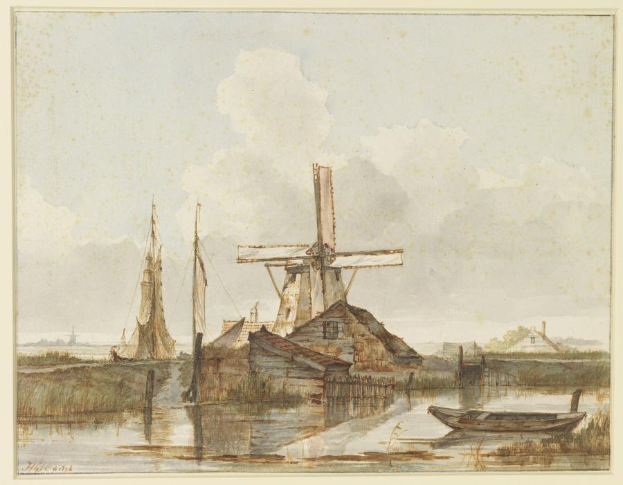 Water landscape with Windmill