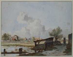 polder-landscape-with-a-pedestrian-a-village-in-the-distance