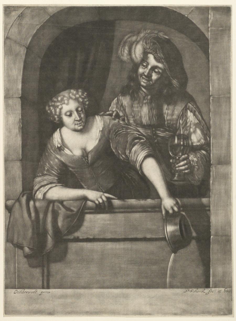 Girl and Dandy at Niche Window