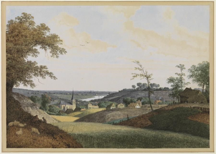 Landschap met gezicht op Oosterbeek met de Rijn in het verschiet (provincie Gelderland)