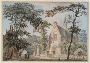dorpsgezicht-met-hoge-bomen-en-een-kerk