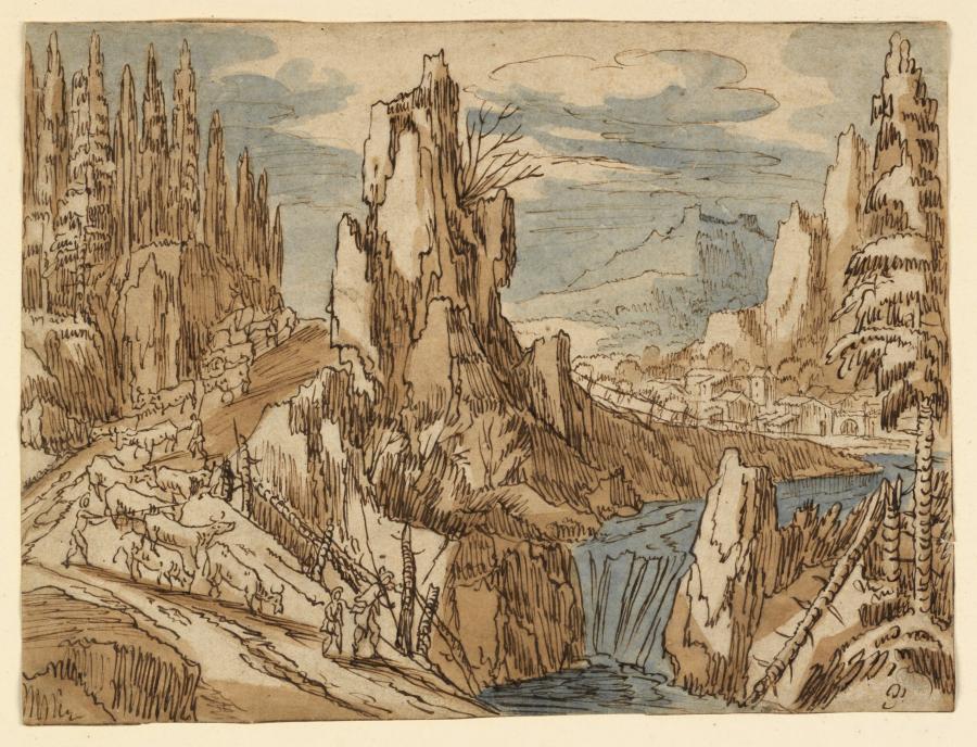 Berglandschap met herder en vee