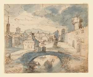 view-of-an-italian-town-with-an-arched-bridge