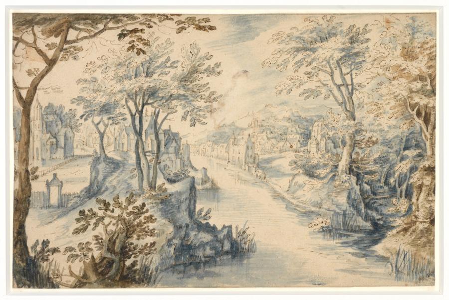 Landscape with a Town by a River