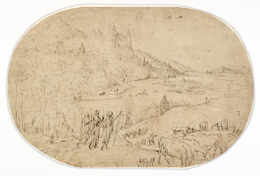 Berglandschap met de Emmausgangers