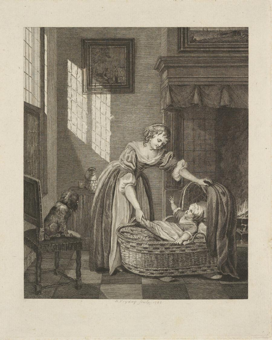 Mother with her Child in a Cradle