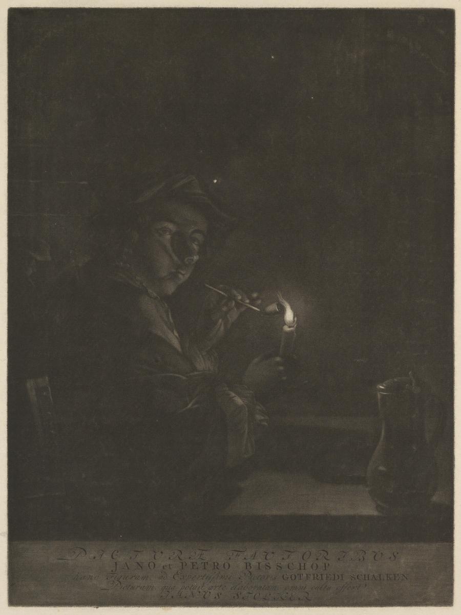 A Man Lighting his Pipe