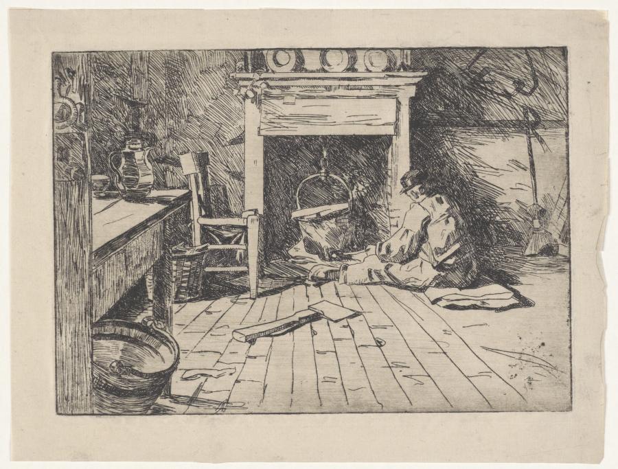 Interior with fireplace