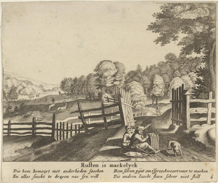 Landscape with Peasants Resting in Front of a Gate