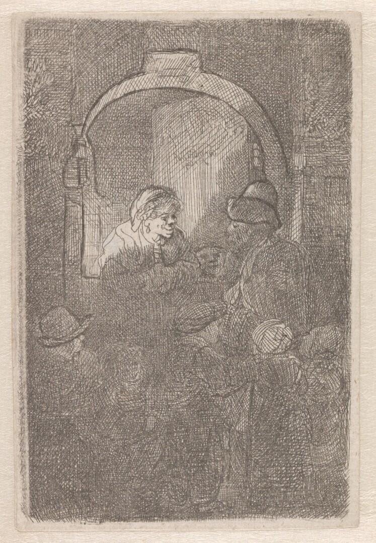 A Hurdy-Gurdy Player Followed by Children at the Door of a House ('The Schoolmaster')