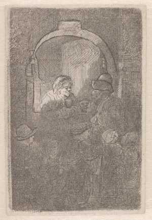 a-hurdy-gurdy-player-followed-by-children-at-the-door-of-a-house-the-schoolmaster