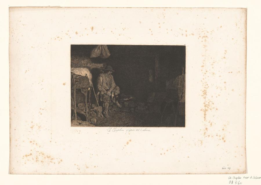 Seated Man in Stable