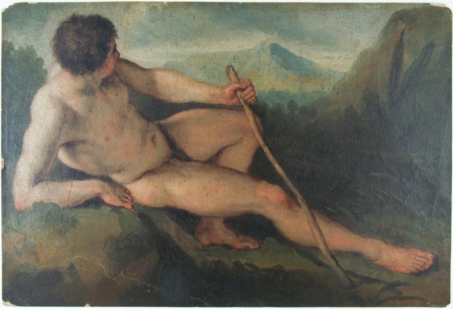 Reclining Man with a Stick