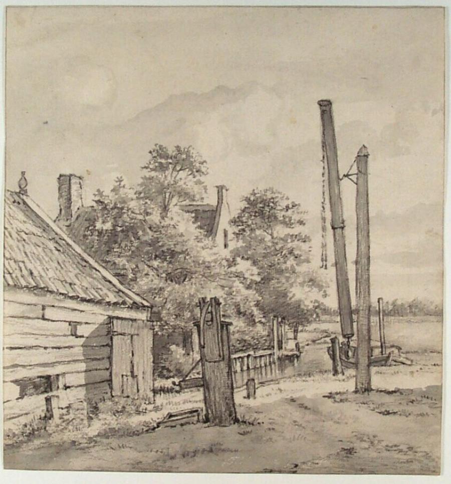 Farm with a Boat House on a Canal