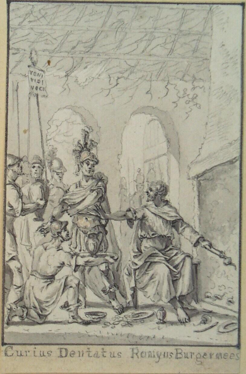 Curius Dentatus, Roman Magistrate (Design for a book illustration for Jacobus Kok's Vaderlandsch Woordenboek)