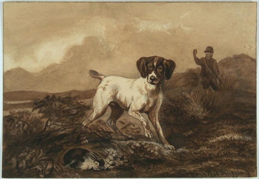 Hunter with a Dog and a Rabbit