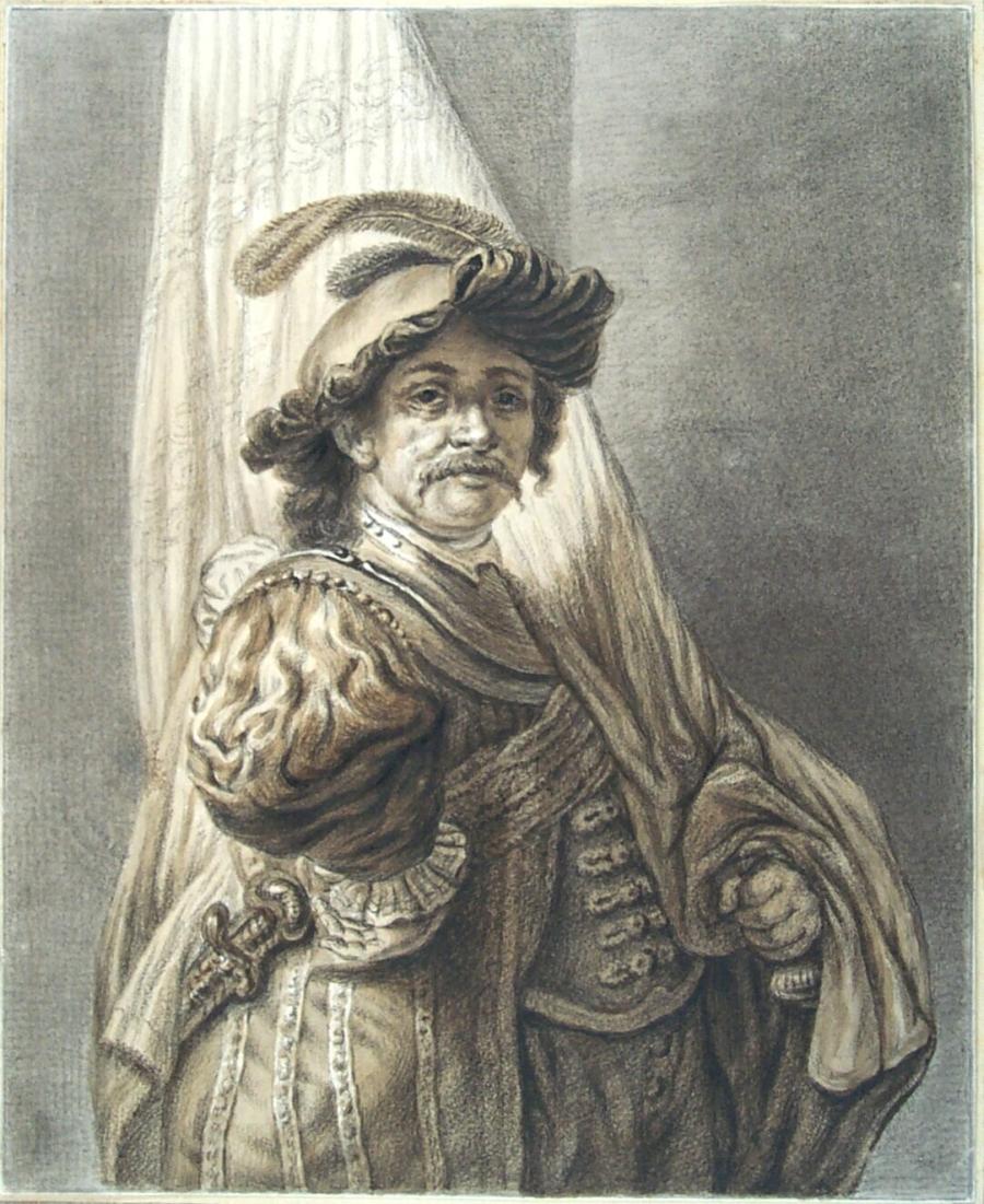 Standard Bearer (drawing after the painting by Rembrandt)