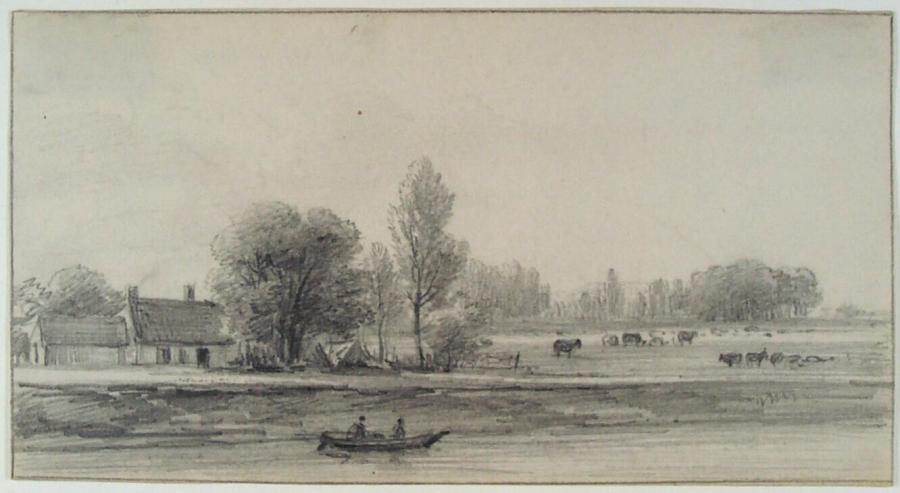 Landschap aan de Rijn bij Arnhem (provincie Gelderland)