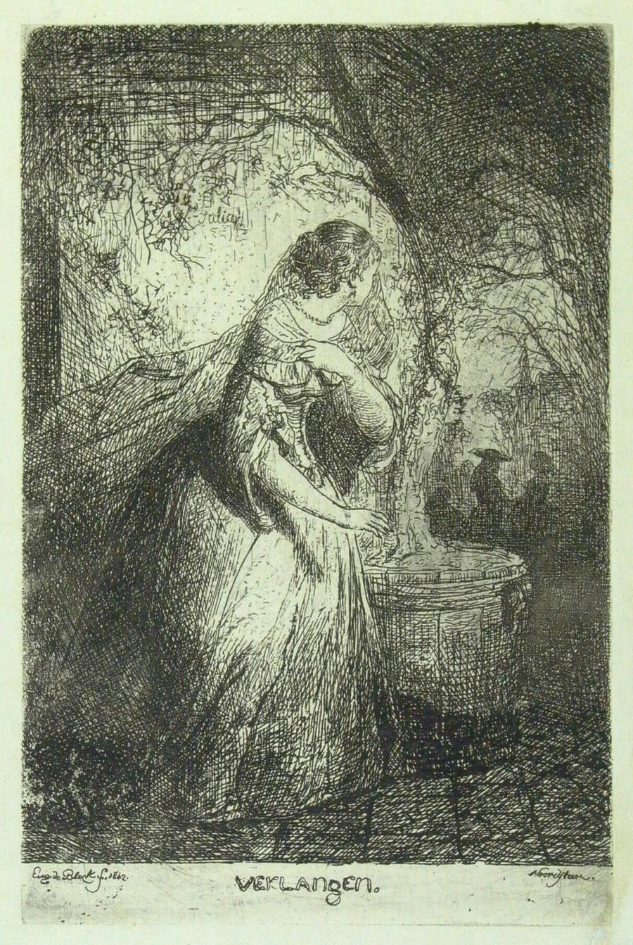Young Woman in a Wood Looking towards a Couple in the Distance (Longing)