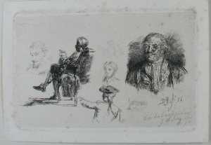 study-sheet-with-five-male-portraits-a-female-portrait-and-a-cat