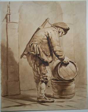 man-met-houten-vat