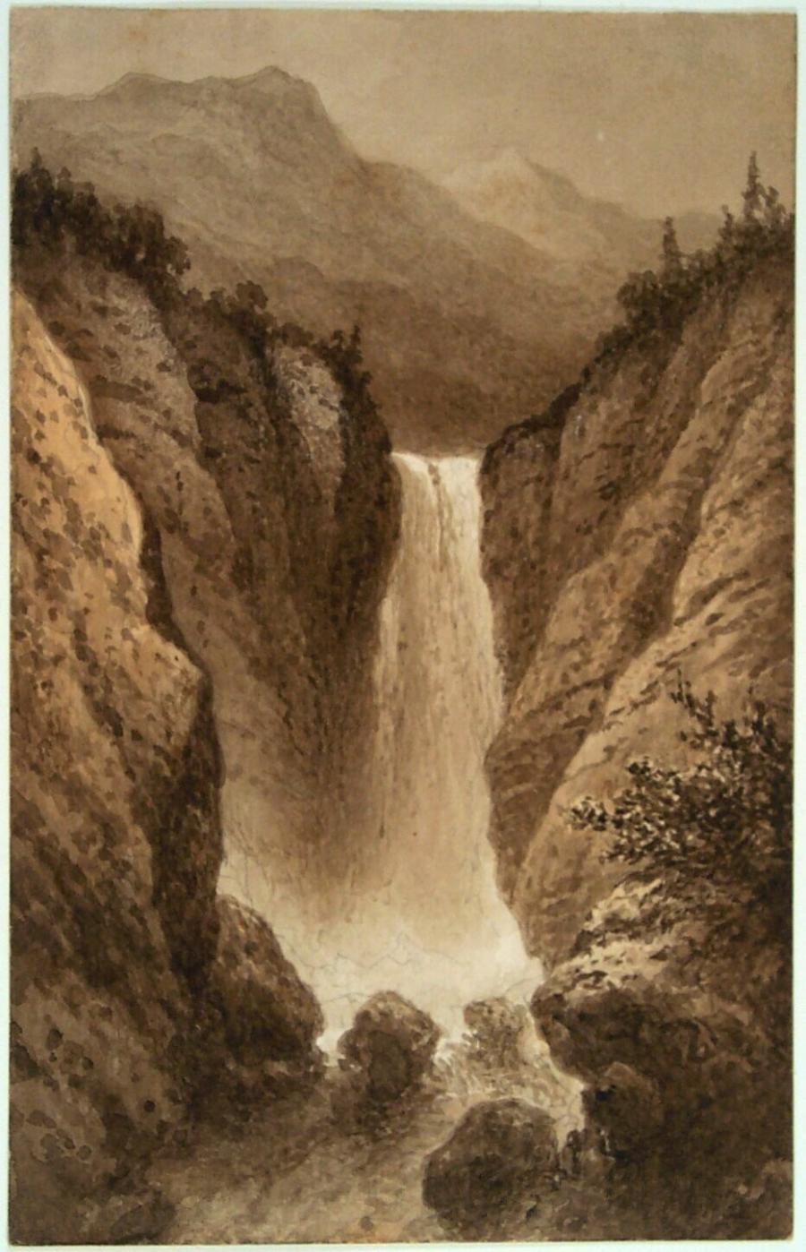 Waterfall In A Mountain Landscape